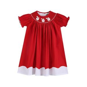 Lil Cactus Girls  Smocked Bishop Dress, Red